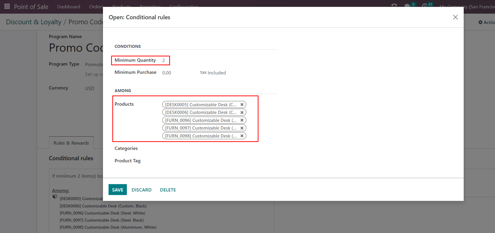 We can set conditional rule on the order that will give access to rewards for customers