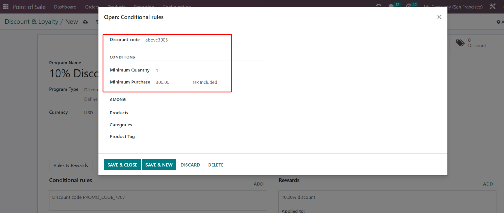 . Set Conditional Rule: In discount program type, We can set discount code by default and also by custom.